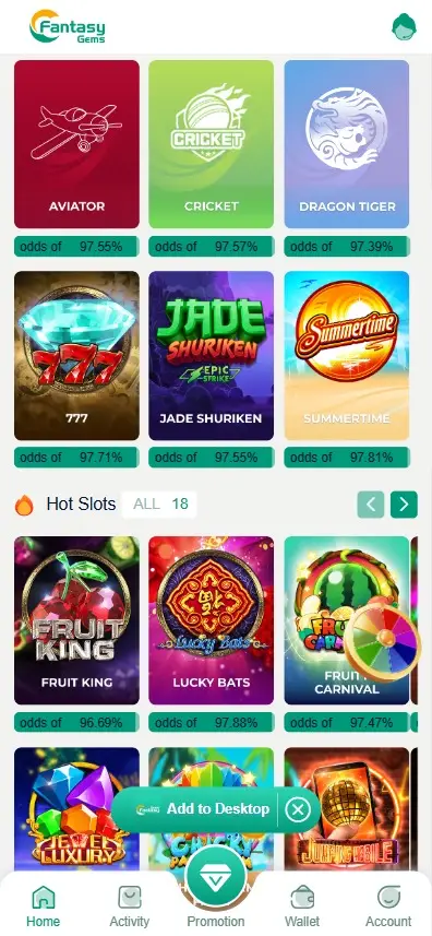 Fantasy Gems Game live games screenshot