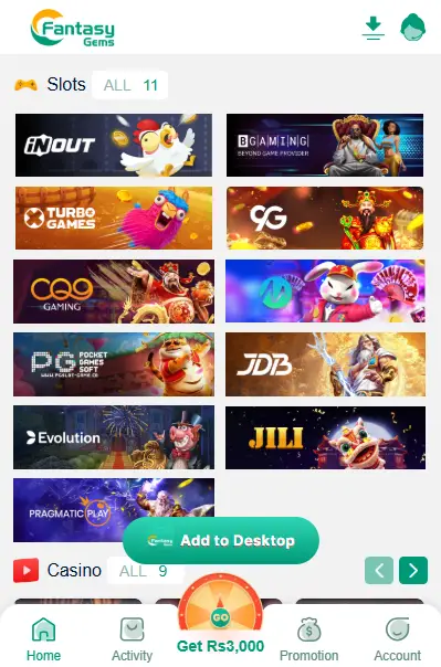 Fantasy Gems Game slot games screenshot